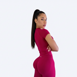 Essence Short Sleeve  Top – Merlot